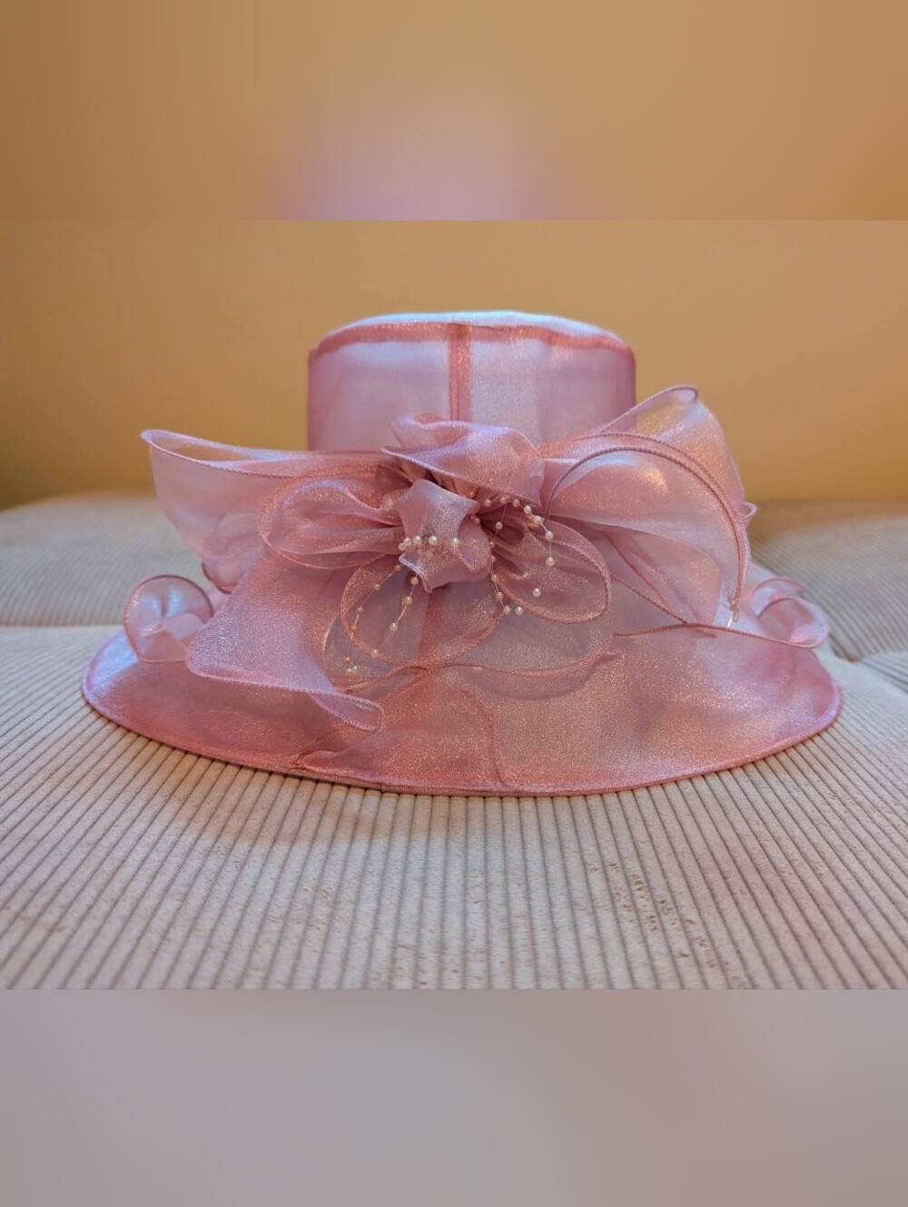 San Diego Hat Company Pink Organza Floral Derby Hat